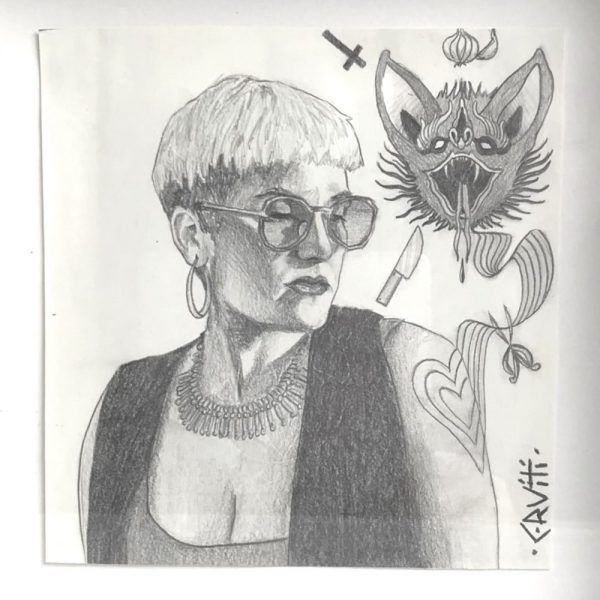 'Vampire', pencil on paper, 15x15 cm